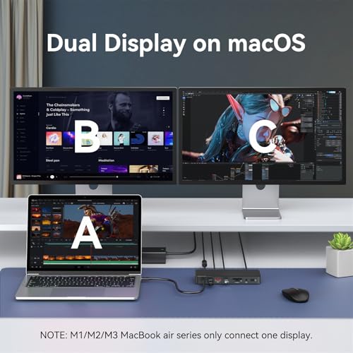 MOKiN Thunderbolt 4 Dock, Laptop Docking Station Dual Monitor, 8k@30hz Hdmi, 3*TB4 Ports 40Gb/s, USB-A/C, 2.5GbE Ethernet, Audio, SD, 85w Power for MacBook,Dell,Lenovo(Thunderbolt Certified)