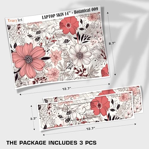 Laptop Skin Decal HP 14" - Botanical, Laptop Cover Sticker, No Cutting Required, No Bubble, Waterproof, Scratch Resistant - Including Wide Screen and Wrist Pad - size: 14 inch