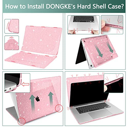 for MacBook Pro 13 inch Case 2023 2022 2021 2020 Release Model A2338 M2/M1 A2289 A2251 with Touch Bar & Touch ID, Glitter Bling Plastic Hard Shell Case & Keyboard Cover, Star Pink - color: Star Pink