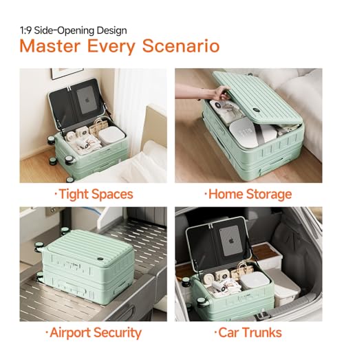 Expandable Lightweight PC Hard Shell Suitcase, 20-inch Carry On Luggage with TSA Lock, 360 Silent Spinner Wheels, Top Opening & Cup Holder - Ideal for Business Travel Suitcase (Mint Green) - color: Mint Green, size: Carry-on 20-Inch