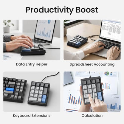 Kisnt MF17 Mechanical Numpad for Excel Financial Data Entry | QMK/VIA Programmable, Wired 17 Keys Hot Swappable, Custom RGB with PBT Keycaps for Laptops PC Compact Keyboards (Black) - color: Black