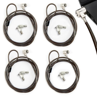 4 Pack Laptop Cable Lock, 6.6 Feet Anti-Theft Security Steel Lock with Keys, Heavy Duty 3x7mm Standard T-Slot Compatible with Lenovo, Asus, Acer Laptops & Tablets, Silver - color: 4pack silver