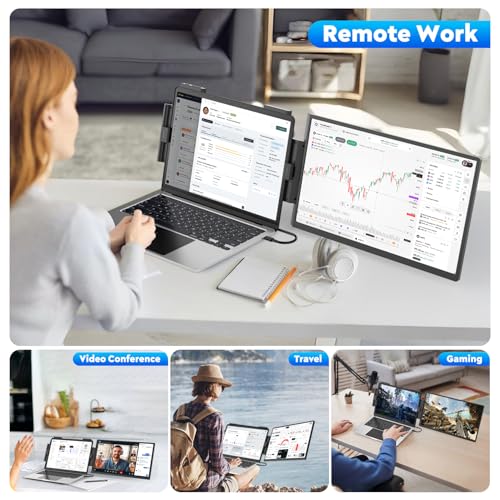 HONGO Laptop Screen Extender, 15.6" FHD 1080P Dual Monitor, Laptop Monitor Extender for 14"-16" Laptops, Second Screen with USB-C/HDMI Port, Plug n Play for Windows/Mac/Android/Switch/PS5 - style: A1-15.6" Dual