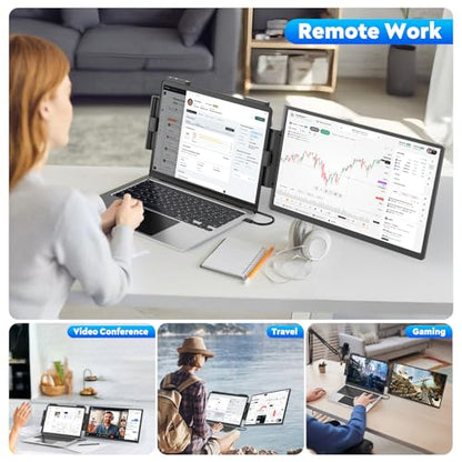 HONGO Laptop Screen Extender, 15.6" FHD 1080P Dual Monitor, Laptop Monitor Extender for 14"-16" Laptops, Second Screen with USB-C/HDMI Port, Plug n Play for Windows/Mac/Android/Switch/PS5 - style: A1-15.6" Dual