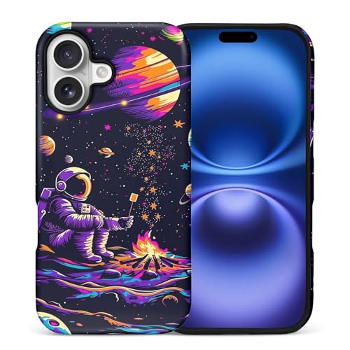 CARLOCA Case for iPhone 17,Astronaut Barbecue Design Hybrid Dual Protection Soft TPU Hard PC Shockproof Anti Scratch Men & Women Stylish Protective Phone Case - color: Astronaut Barbecue, size: iPhone 17