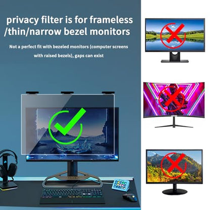 [2 Pack] 2 Pack Magnetic Hanging Computer Privacy Screen 21.5 Inch for 16:9 Widescreen Monitor, Removable Privacy Screen Anti Glare Blue Light Computer Screen Privacy Shield, Anti-Scratch - color: 2 Pack Magnetic Hanging 21.5 Inch for 16:9