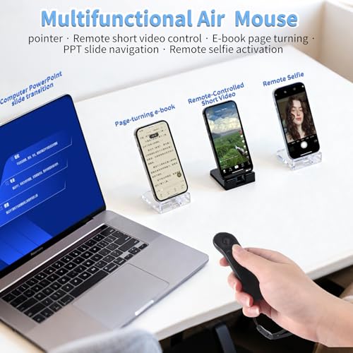 Dual Mode Mini Bluetooth Wireless Mouse - USB-C Receiver, 2.4G Wireless & Bluetooth, Rechargeable Finger & Touchpad Mouse with Anti-Lost Nylon Lanyard for PC, Laptops, Tablets & Smartphones (Black)