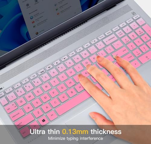 Keyboard Cover for HP Laptop 15-db 15-dw 15-dy 15-da 15-bs/bw 15-ef 15t 15z 15.6" Model 15-db0011dx 15-dy1043dx/dy1051wm 15-dw0037wm/dw1083wm 15-ef1001ds, HP 17-by/bs/ca 17.3 Keyboard Skin, Ombre Pink - color: Ombre Pink