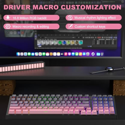 X98 PRO Wireless Mechanical Keyboard,Hot Swappable Custom Keyboard with Number Pad,Linear Switches,Tri-Mode BT5.0/2.4GHz/USB-C,RGB Backlit Computer Gaming Keyboards for Win/Mac/PC