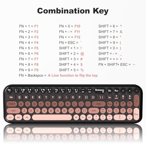 MOFII Wireless Keyboard and Mouse Combo, Full Size 2.4G Retro Round Computer Keyboard and Mouse Set, Plug and Play, for Windows, Computer, Desktop, PC, Notebook - (Lovely BlackBerry Gradient) - color: Blackberry Gradient