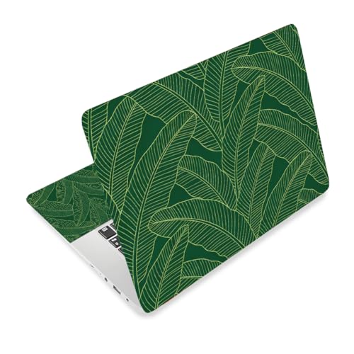 3Pcs Plant Laptop Skin Sticker Leaf Pattern Universal Removable Vinyl Stickers Fits for 12.1 13 14 15.6 16 Inch Waterproof Notebook Decal Cover Gift - color: Dark Green