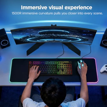 KOORUI 27 Inch Curved Gaming Monitor QHD 180Hz, 1ms 1500R VA Display | 2560×1440 Monitor, Adaptive Sync, 4000:1 Contrast, 90% DCI-P3, Eye Care, HDMI×2 and DP, VESA, FPS & Console Gaming - size: 27inch 180Hz/QHD/Curved