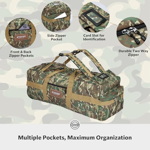 45/80/100L Rolling Duffel Bag with Wheels, X-Large Durable Travel Duffle + Toiletry Bag, Heavy Duty, Packable with Shoulder Straps- Use as Luggage or Backpack (Camouflage) - color: Camouflage