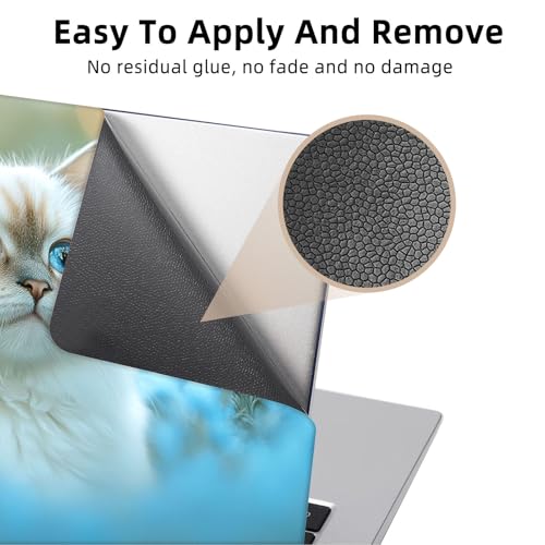 Aesthetic Laptop Skin Cover,12-15.6 Inch Universal Vinyl Sticker Decal,Blue Eyes Cat Waterproof Scratch-Resistant Notebook Wrap,Removable Residue-Free Protector - color: Blue Eyes Cat