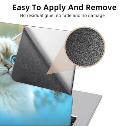 Aesthetic Laptop Skin Cover,12-15.6 Inch Universal Vinyl Sticker Decal,Blue Eyes Cat Waterproof Scratch-Resistant Notebook Wrap,Removable Residue-Free Protector - color: Blue Eyes Cat