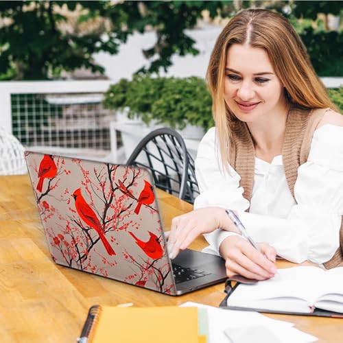 Laptop Skin Sticker Decal, Universal Reusable Vinyl Laptop Cover for 12" 13" 13.3" 14" 15" 15.4" 15.6" Notebook PC, Reusable Waterproof Scratch-Resistant with 2 Wrist Pads,Art Red Cardinal Birds - color: Art Red Cardinal Birds
