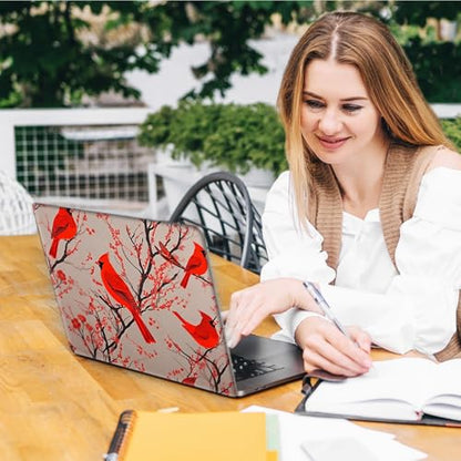 Laptop Skin Sticker Decal, Universal Reusable Vinyl Laptop Cover for 12" 13" 13.3" 14" 15" 15.4" 15.6" Notebook PC, Reusable Waterproof Scratch-Resistant with 2 Wrist Pads,Art Red Cardinal Birds - color: Art Red Cardinal Birds