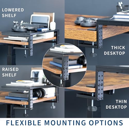 VIVO Clamp-on 22 inch Desk Extension Shelf for Gaming PC, Ergonomic Computer Monitor and Laptop Riser, Printer Stand, Versatile with Freestanding Feet Included, Desktop Organizer, DESK-SHELF22B - size: 22"