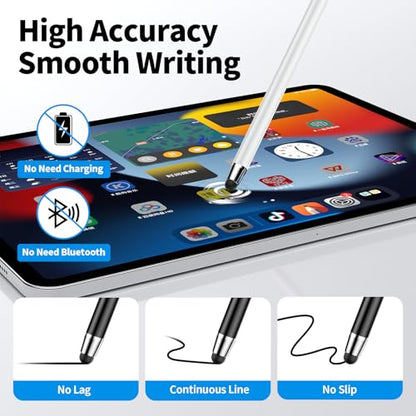 Stylus(10 PCS),Stylus Pen for Touchscreen,High Sensitivity & Precision | Universal Stylus,2-in-1 Rubber Tip,Touch Screens of iPhone/iPad/Android Tablets（Withe & Black） - color: 5PCS White & 5PCS Black