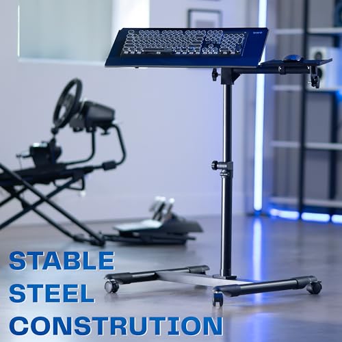 VIVO Black Mobile Keyboard Tray and Mouse Pad Cart, CART-KB1A | Freestanding, Ergonomic Typing Platform with Tilting Design and Height Adjustment