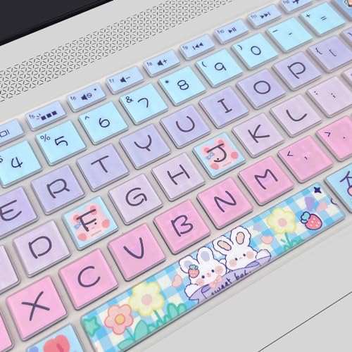 Keyboard Cover for HP Envy x360 15m-bp/bq /2020 2019 HP Pavilion 15/ HP Pavilion x360 15.6” Series/HP Envy 17 17.3" Series/HP Laptop 15t 17t 17-ca0011nr 17-by0040nr, Cute Bunny - color: Cute Bunny
