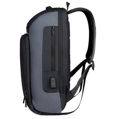 Business Laptop Backpack, Black and Gray, USB Charging Port, Multiple Storage Compartments, 47x30x14cm, Travel Computer Bag with Top Storage