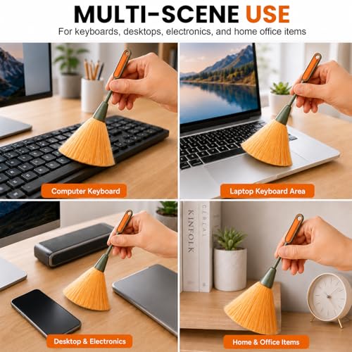 Keyboard Cleaning Brush Computer Cleaning Brush Portable Small Dust Brush for Keyboard Laptop Desk Electronics - color: Orange
