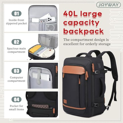 Joyway Expandable Carry on Luggage Sets Airline Approved, Lightweight Hard Shell 20 Inch Carry-on Suitcase with Spinner Wheels - color: Black, size: Carry on luggage