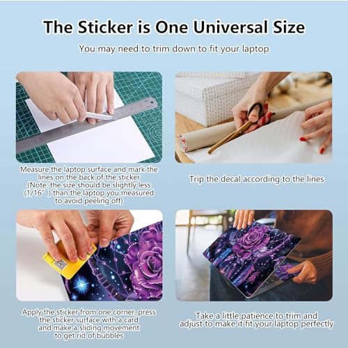 Universal Laptop Skin Sticker with 2 Wrist Pad Skins, Waterproof Scratch Resistant Vinyl Laptop Cover Decal, Cut to Fit for 11–15.6 Inch MacBook HP Dell Lenovo, Dream Purple Rose - color: Dream Purple Rose