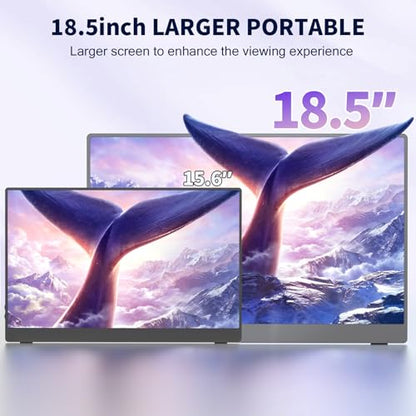 COOLHOOD 18.5 Inch Portable Monitor for Laptop, 1080P FHD 120Hz 125% sRGB USB-C HDMI Travel Monitor for PC、PS4/5 、Xbox, Portable Screen with Smart Cover, VESA Compatible