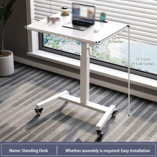 Height Adjustable Standing Desk, Laptop Table with Wheels Rocker, Portable Mobile Study Desk, Steel Frame Stable Side Table,Easy to Install(B) - color: B