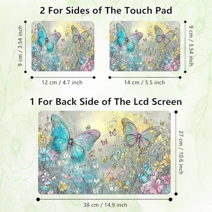 Laptop Skin Sticker Decal, Universal Reusable Vinyl Laptop Cover for 12" 13" 13.3" 14" 15" 15.4" 15.6" Notebook PC, Waterproof Scratch-Resistant with 2 Wrist Pads, Easy to Apply & Remove,Butterfly - color: Butterfly