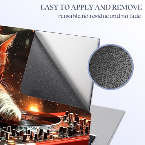Universal Laptop Skin Sticker Decal,15.6 Inch Laptop Vinyl Cover for 13" 14" 15.6" Laptop,Scratch-Resistant Waterproof Protector Wrap,Reusable with Wrist Pads,DJ Cat Mixer - color: DJ Cat Mixer