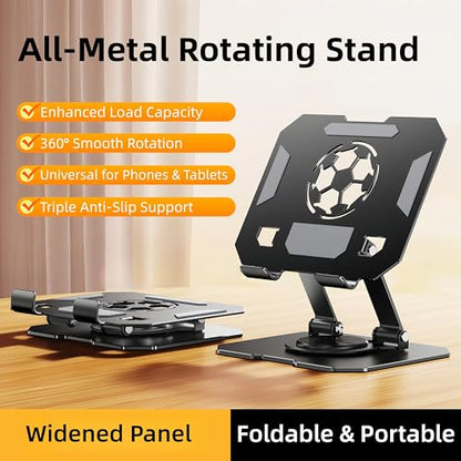360° Rotatable Metal Tablet Stand, Adjustable Folding Desktop Stand for iPad/iPhone/Switch, Universal Use for Office/Movie/Studying/Drawing/Gaming - color: Black