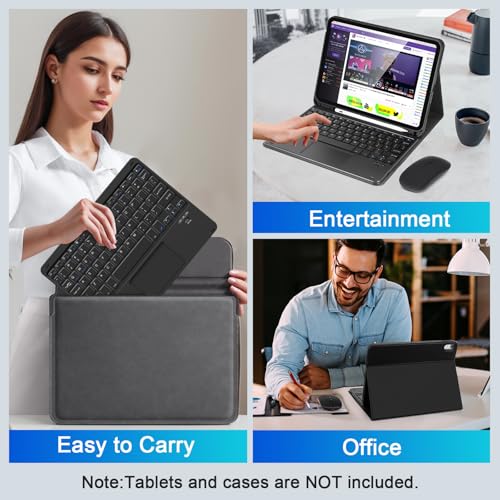 Wireless Bluetooth Keyboard, Rechargeable Bluetooth Keyboard with Trackpad, Compatible with iPad, Smartphone, Computer, Windows, iOS, Android, Black - color: Black+Light