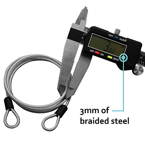 Lumintrail 3mm (1/8 Inch) Braided Steel Coated Security Cable Luggage Lock Safety Cable Wire Double Loop (15ft) - size: 15-FT (1 Pack)