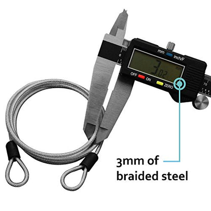 Lumintrail 3mm (1/8 Inch) Braided Steel Coated Security Cable Luggage Lock Safety Cable Wire Double Loop (15ft) - size: 15-FT (1 Pack)