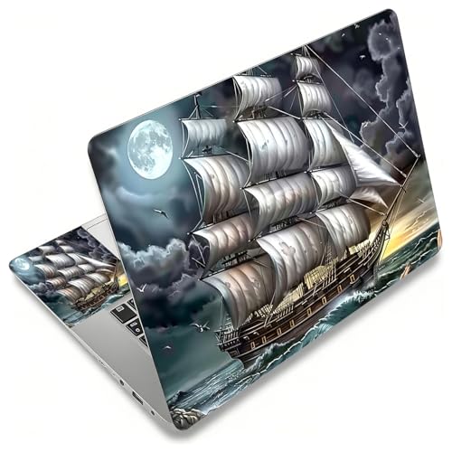Laptop Skin Sticker Decal, Universal Reusable Vinyl Laptop Cover for 12" 13" 13.3" 14" 15" 15.4" 15.6" Notebook PC, Waterproof Scratch-Resistant with 2 Wrist Pads, Easy to Apply & Remove,Art Ship - color: Art Ship