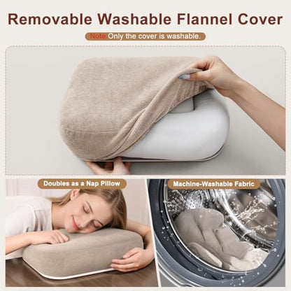 Tablet Pillow Stand with Snack Bowl and Writing Board, 360° Rotating Phone Holder for 4.7-13" Phone Kindle Tablet, Pillow Kindle Holder for Reading in Bed, Couch,Recliner,Floor Etc-Beige - color: Beige