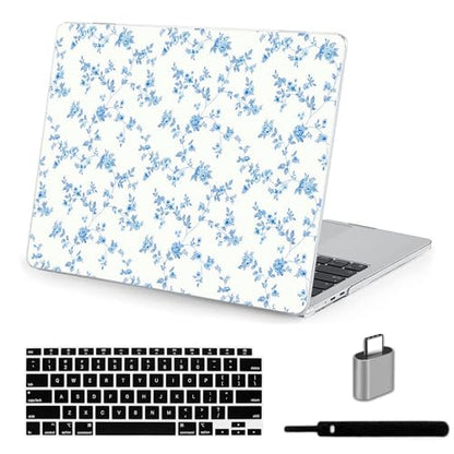 LanBaiLan Compatible with MacBook Air 13 inch Case M5 2026 M4 2025 M3 M2 2024-2022 A3449 A3240 A3113 A2681, 13.6 Plastic Hard Shell Case & Keyboard Cover, Engraved Floral - color: Engraved Floral
