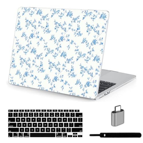 LanBaiLan Compatible with MacBook Air 13 inch Case M5 2026 M4 2025 M3 M2 2024-2022 A3449 A3240 A3113 A2681, 13.6 Plastic Hard Shell Case & Keyboard Cover, Engraved Floral - color: Engraved Floral