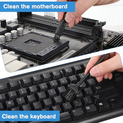 10 Pcs Mini Anti Static Keyboard Cleaning Brush Kit Nylon Dust Brushes for Electronic Devices Computer Motherboard Fans Camera Laptop Circuit Board Small Space Cleaning Tool Set with Microfiber Cloth