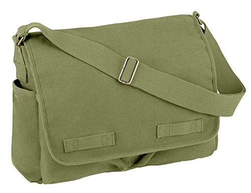 Rothco Classic Canvas Messenger Bag | Durable Canvas Shoulder Bag, Crossbody Designed For EDC, Travel, Commuting, Organized Storage And Dependable Carry - color: Olive Drab