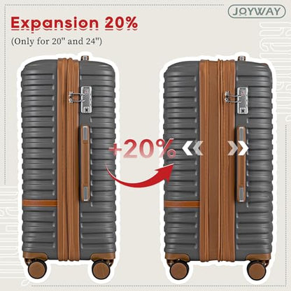 Joyway Expandable Carry on Luggage Sets Airline Approved, Lightweight Hard Shell 20 Inch Carry-on Suitcase with Spinner Wheels - color: Grey, size: Carry on luggage