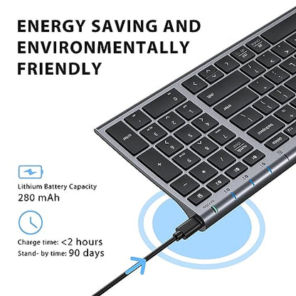 iClever BK10 Bluetooth Keyboard, Wireless Rechargeable Ultra-Slim Keyboard with Long Battery Life, Compatible with iOS, Android, Windows, Mac for iPad, Tablet, Laptop, PC, Phone (Gray Black) - color: gray black