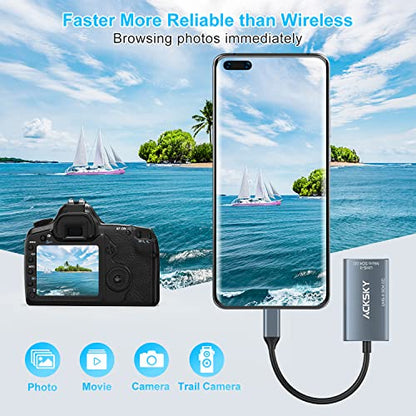 USB-C 4.0 Card Reader - Supports SD/SDHC/SDXC & Micro SDHC/SDXC/MMC UHS-I/II, for iPhone, iPad, MacBook Pro & Samsung S22