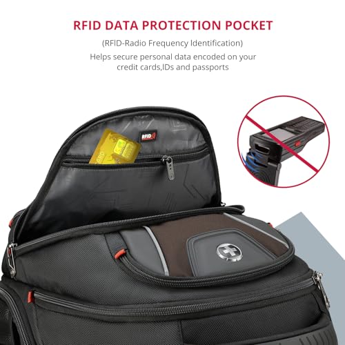 Swissdigital Design Men's Laptop Backpack for Women, Large Capacity Business Travel Bag Black/Brown | J14-32 - color: Black/Brown