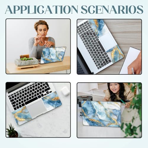 SUPERDANT Blue Textured Laptop Skin Sticker Decal Gold Foil Universal Vinyl Removable Notebook Protector Cover Fits 12 13 13.3 14 15 15.4 15.6 Inches - style: Textured Gold Foil