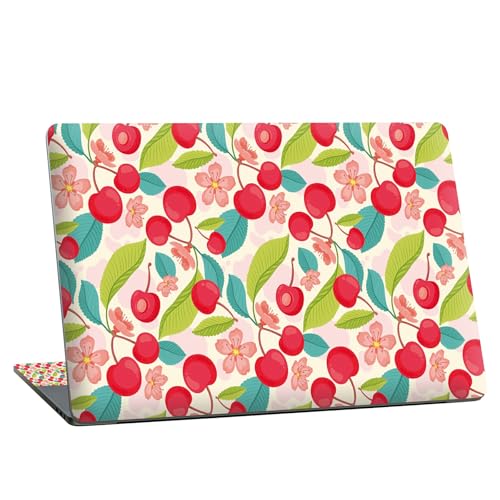 Universal Laptop Skin Sticker with 2 Wrist Pad Skins, Waterproof Scratch Resistant Vinyl Laptop Cover Decal, Cut to Fit for 11–15.6 Inch MacBook HP Dell Lenovo, Cherry - color: Cherry