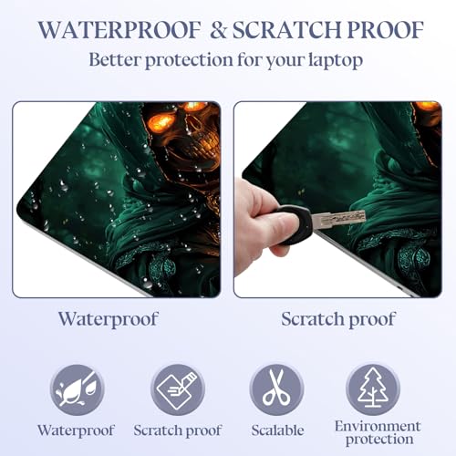 Universal Laptop Skin Sticker Decal,15.6 Inch Laptop Vinyl Cover for 13" 14" 15.6" Laptop,Scratch-Resistant Waterproof Protector Wrap,Reusable with Wrist Pads,Fireball Skull Warlock - color: Fireball Skull Warlock